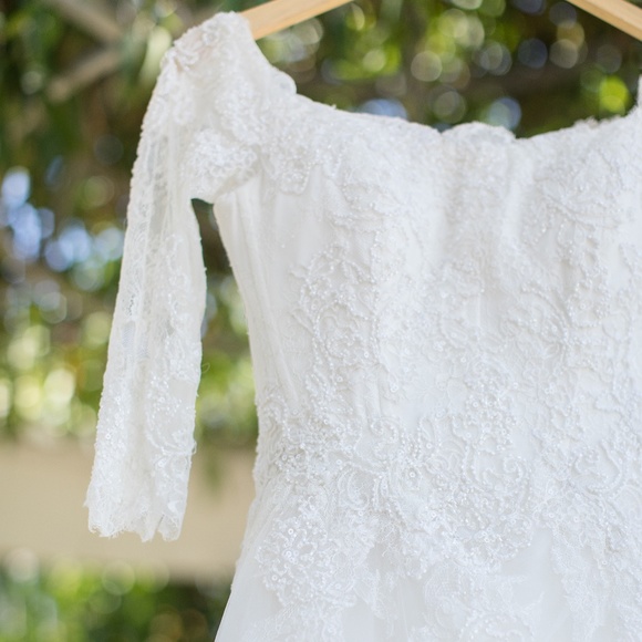 La Sposa Off-Shoulder Lace Wedding Dress - Picture 6 of 7